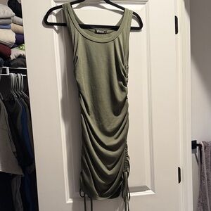 Olive Ruched Mini Dress - Unbranded
